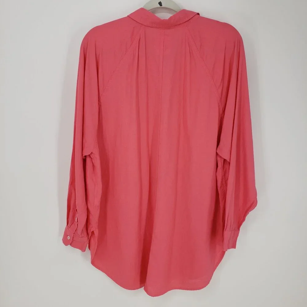 Aerie Oversized Linen Button Down Shirt Top - Picture 2 of 9